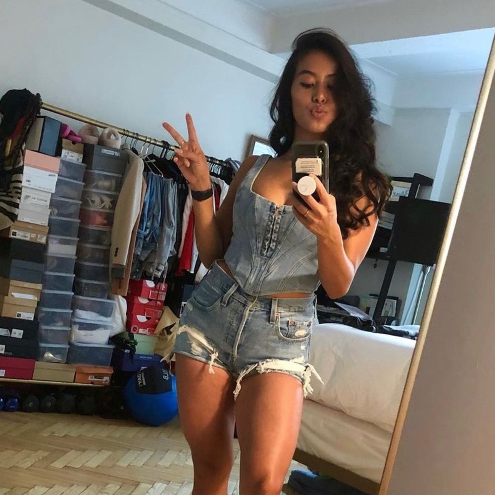 Denim cropped corset from house of CB.